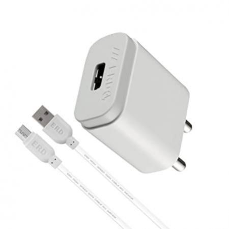 ERD TC-11 Mobile Phone Wall Charger | BIS Certified Charger Adapter with 1 Meter Long Micro USB Cable (White), (Model: TC-11_MICROUSB)