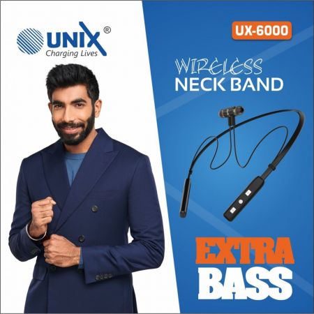 Unix Wireless Neck Band Up to 28 Hours Battery Backup Bluetooth Headset (Black, in The Ear)