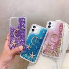 Realme C21Y- Liquid flowing Sparkle Star Bling Bumper Soft Silicone Transparent Case